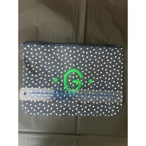 Thirty-One Gifts Mini Thermal Zip Bag Big Pouch Polka Dots w/ Green "G"